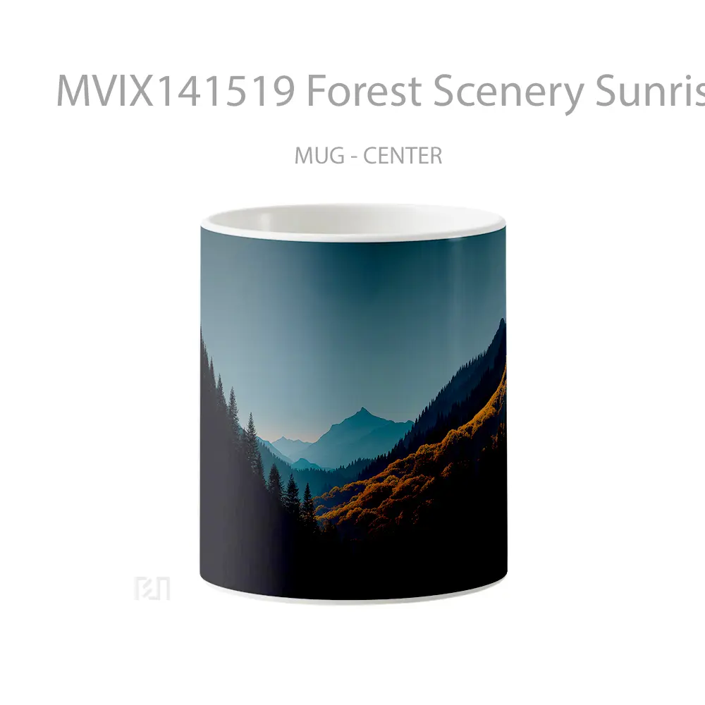 Mug Forest Scenery Sunrise Gelas Pemandangan Alam