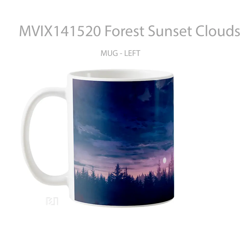 Mug Forest Sunset Clouds Scenery Digital Art Gelas Pemandangan Alam - All-side / Desain
