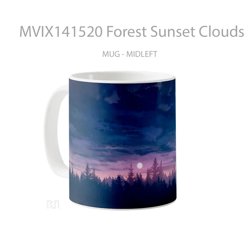 Mug Forest Sunset Clouds Scenery Digital Art Gelas Pemandangan Alam - All-side / Desain