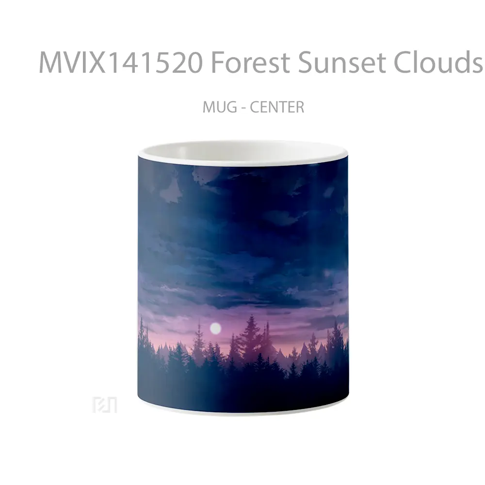 Mug Forest Sunset Clouds Scenery Digital Art Gelas Pemandangan Alam