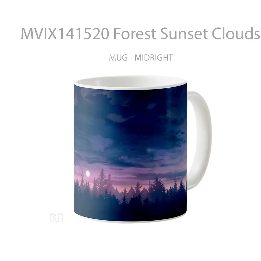 Mug Forest Sunset Clouds Scenery Digital Art Gelas Pemandangan Alam - All-side / Desain