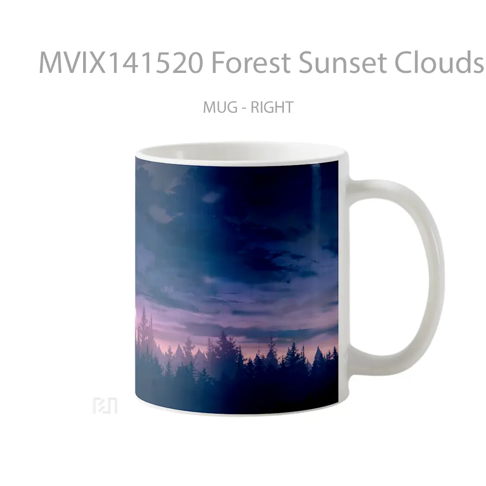 Mug Forest Sunset Clouds Scenery Digital Art Gelas Pemandangan Alam - All-side / Desain