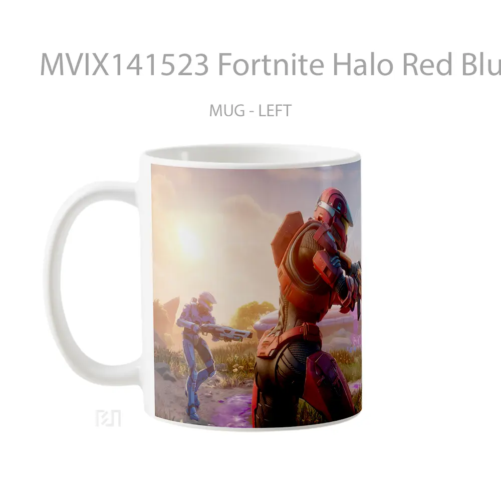 Mug Fortnite Halo Red Blue Spartan Gelas Keramik Unik - All-side / Desain