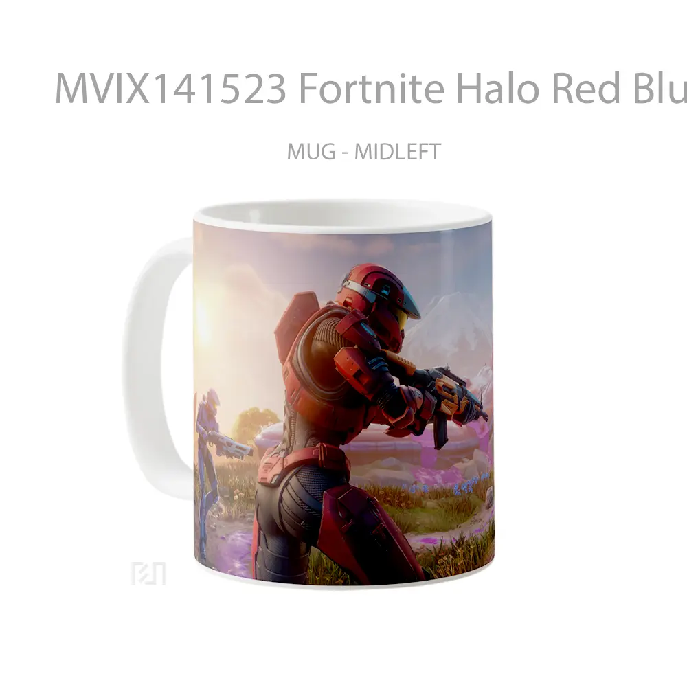 Mug Fortnite Halo Red Blue Spartan Gelas Keramik Unik - All-side / Desain