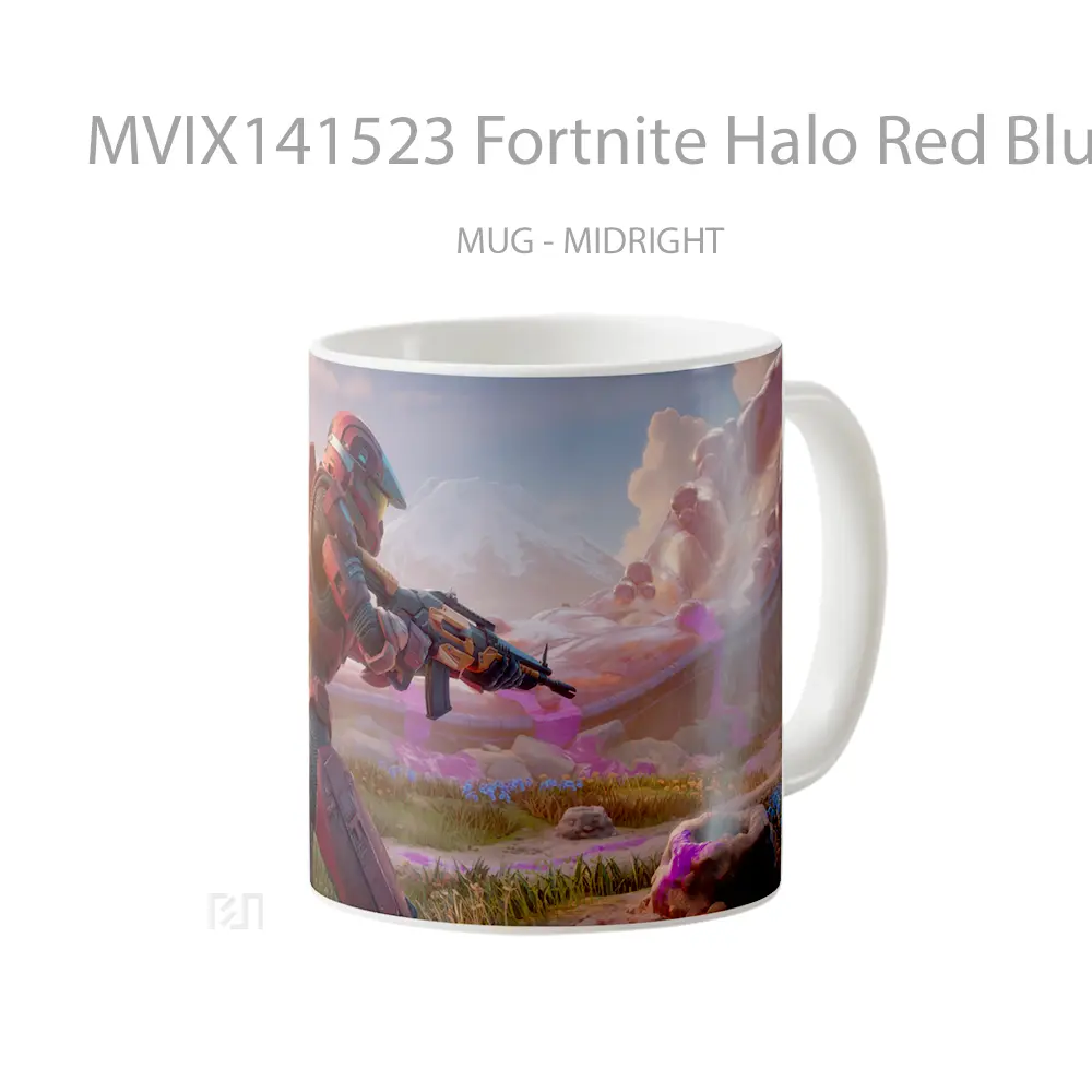 Mug Fortnite Halo Red Blue Spartan Gelas Keramik Unik - All-side / Desain