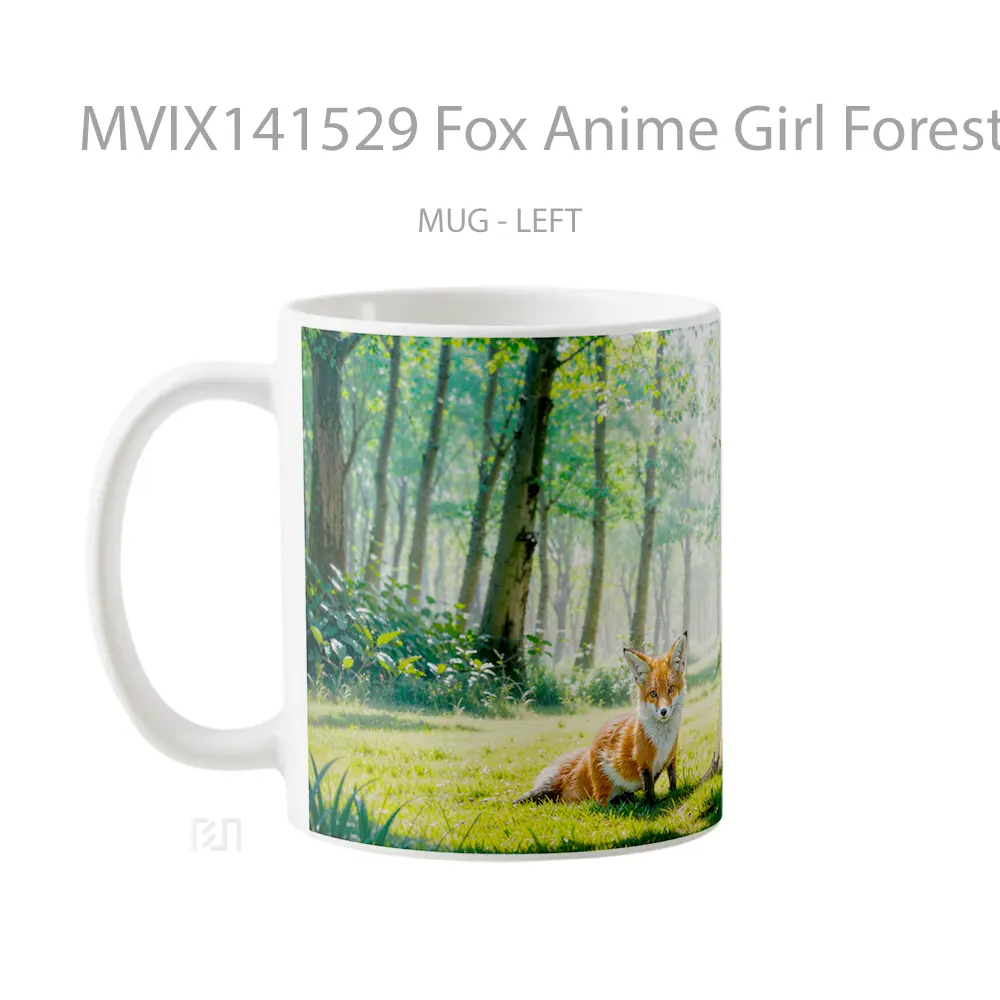 Mug Fox Anime Girl Forest Animal Ear Gelas Hewan Lucu - All-side / Desain