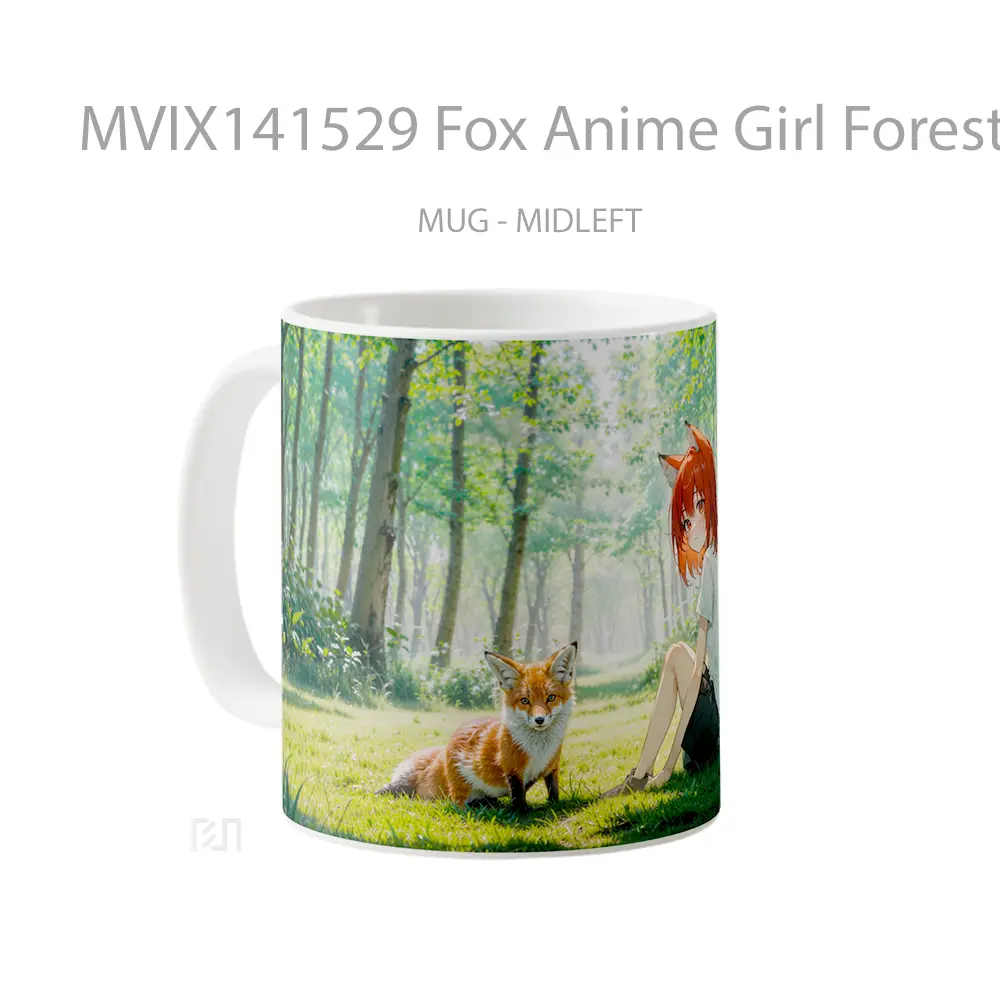 Mug Fox Anime Girl Forest Animal Ear Gelas Hewan Lucu - All-side / Desain