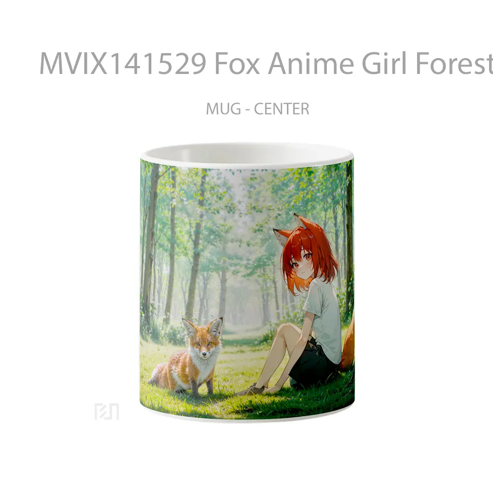 Mug Fox Anime Girl Forest Animal Ear Gelas Hewan Lucu