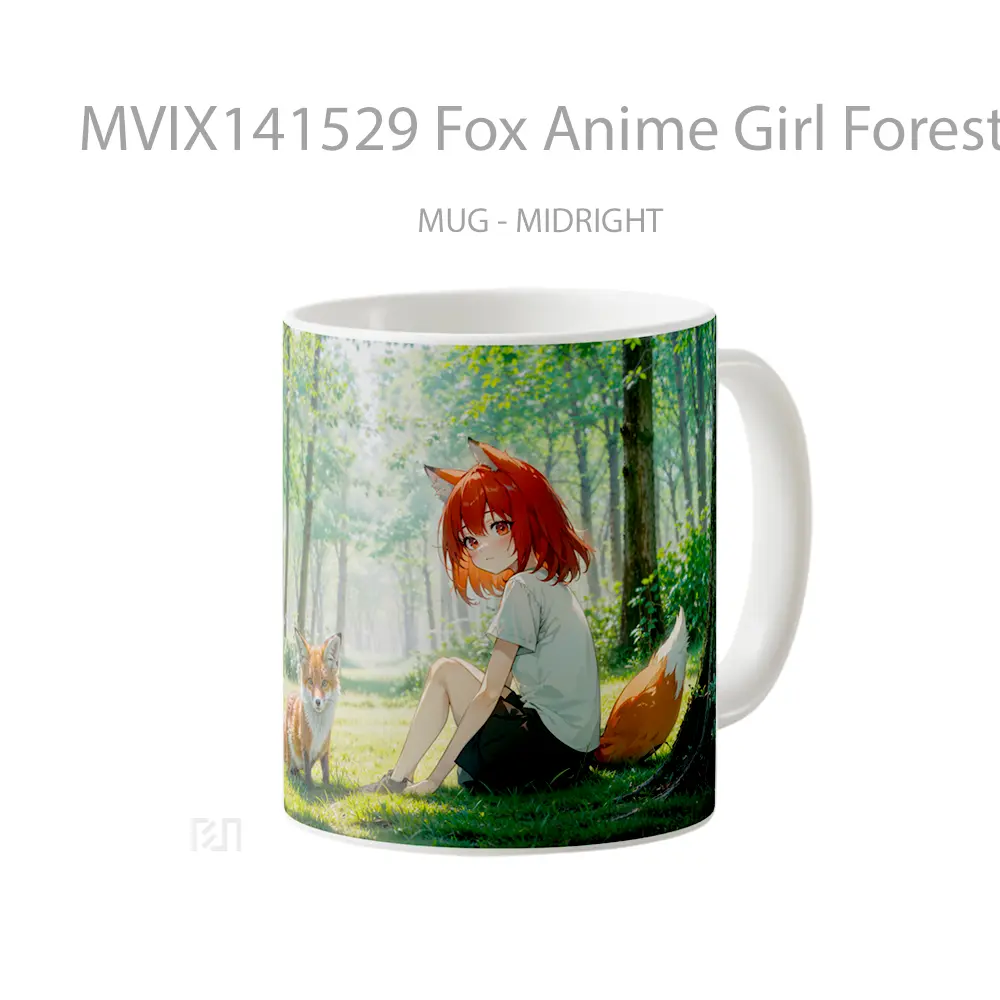 Mug Fox Anime Girl Forest Animal Ear Gelas Hewan Lucu - All-side / Desain