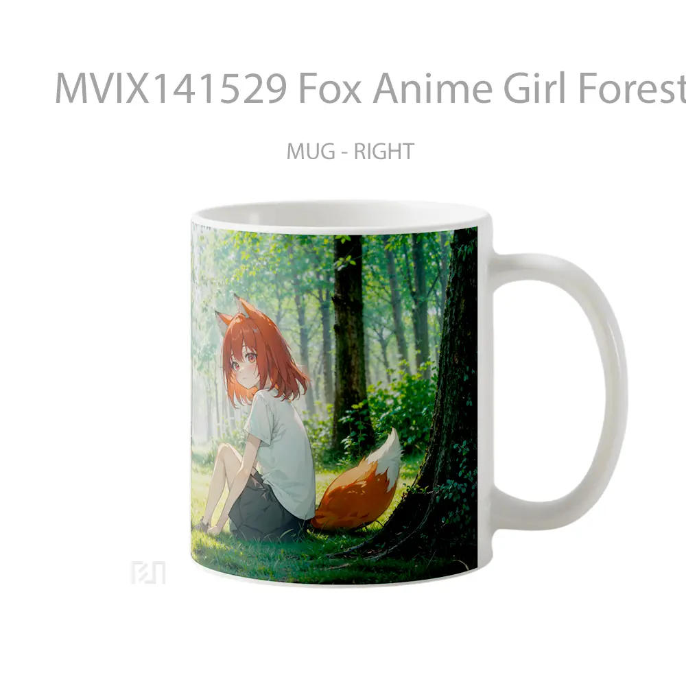 Mug Fox Anime Girl Forest Animal Ear Gelas Hewan Lucu - All-side / Desain