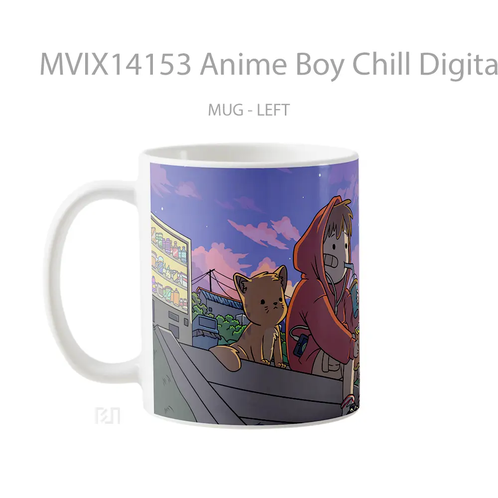 Mug Anime Boy Chill Digital Art Cangkir Anime - All-side / Desain