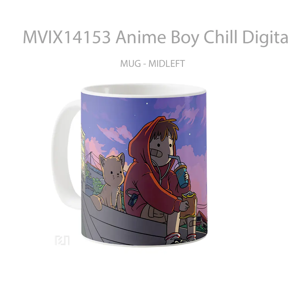 Mug Anime Boy Chill Digital Art Cangkir Anime - All-side / Desain