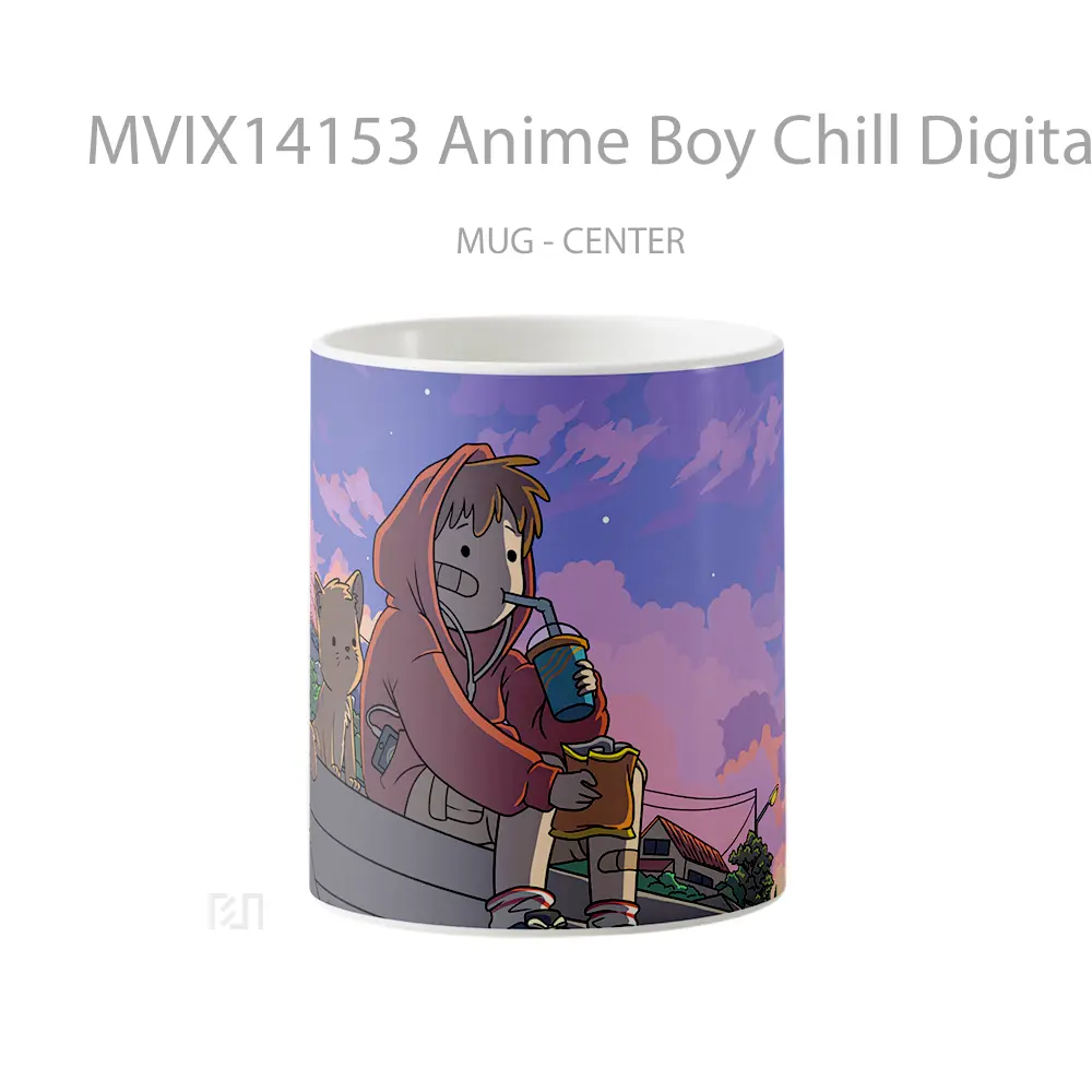 Mug Anime Boy Chill Digital Art Cangkir Anime
