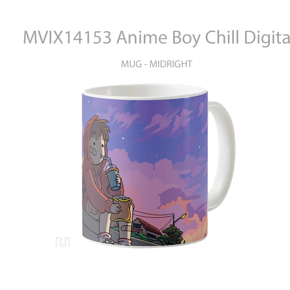 Mug Anime Boy Chill Digital Art Cangkir Anime - All-side / Desain