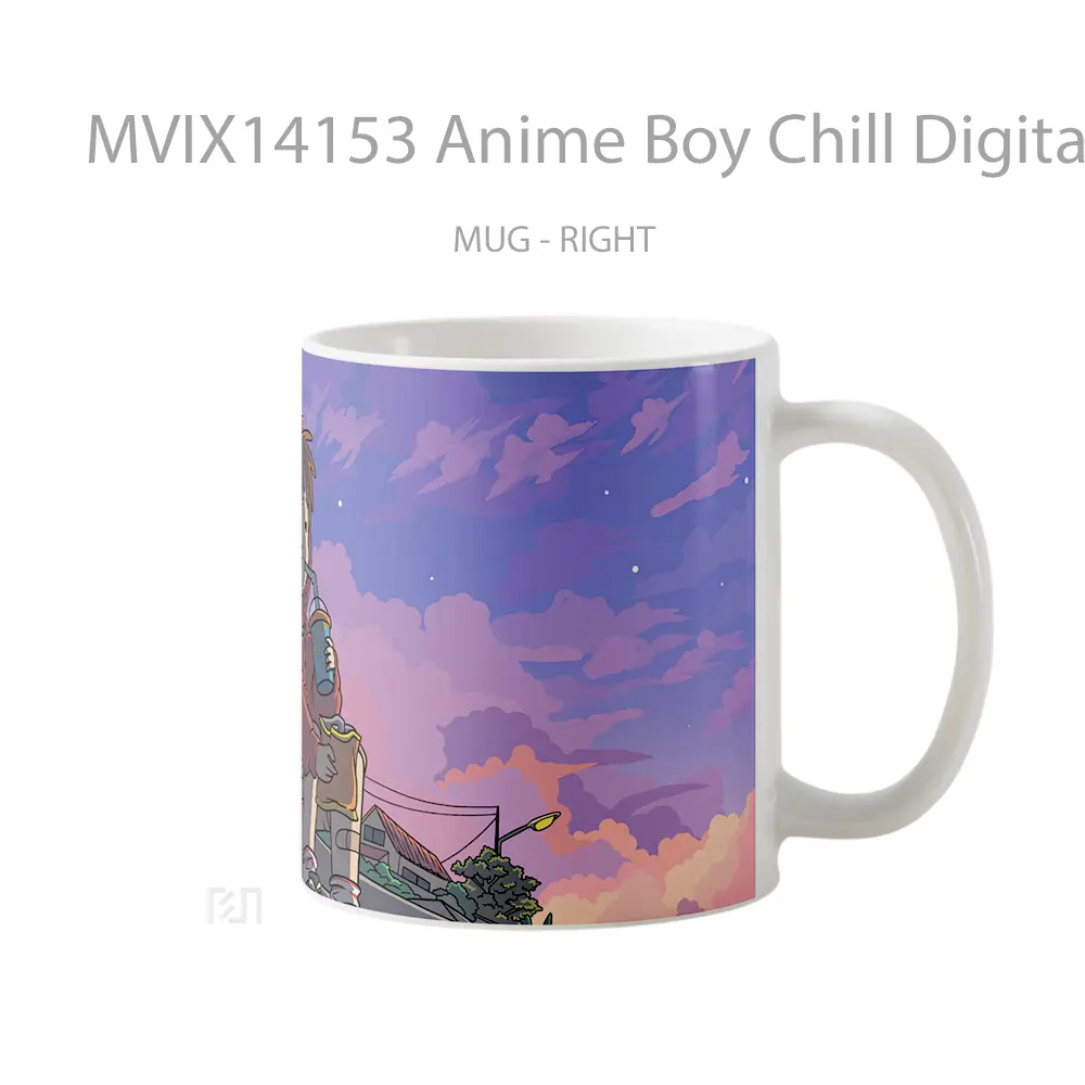 Mug Anime Boy Chill Digital Art Cangkir Anime - All-side / Desain