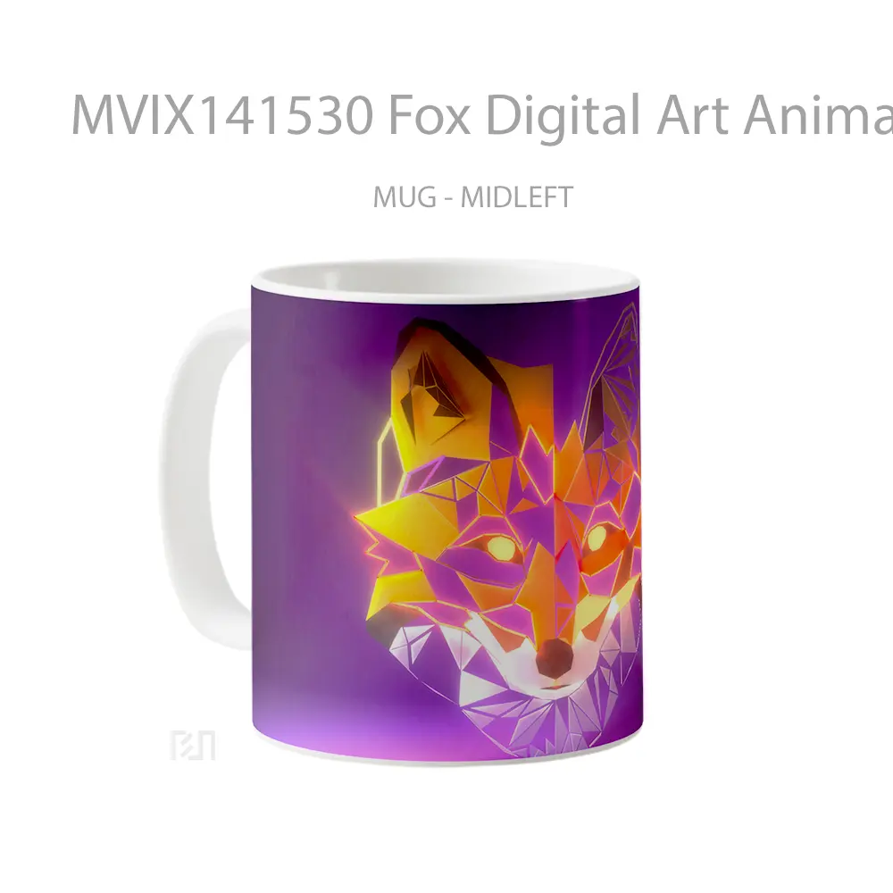 Mug Fox Digital Art Animal Gelas Hewan Lucu - All-side / Desain