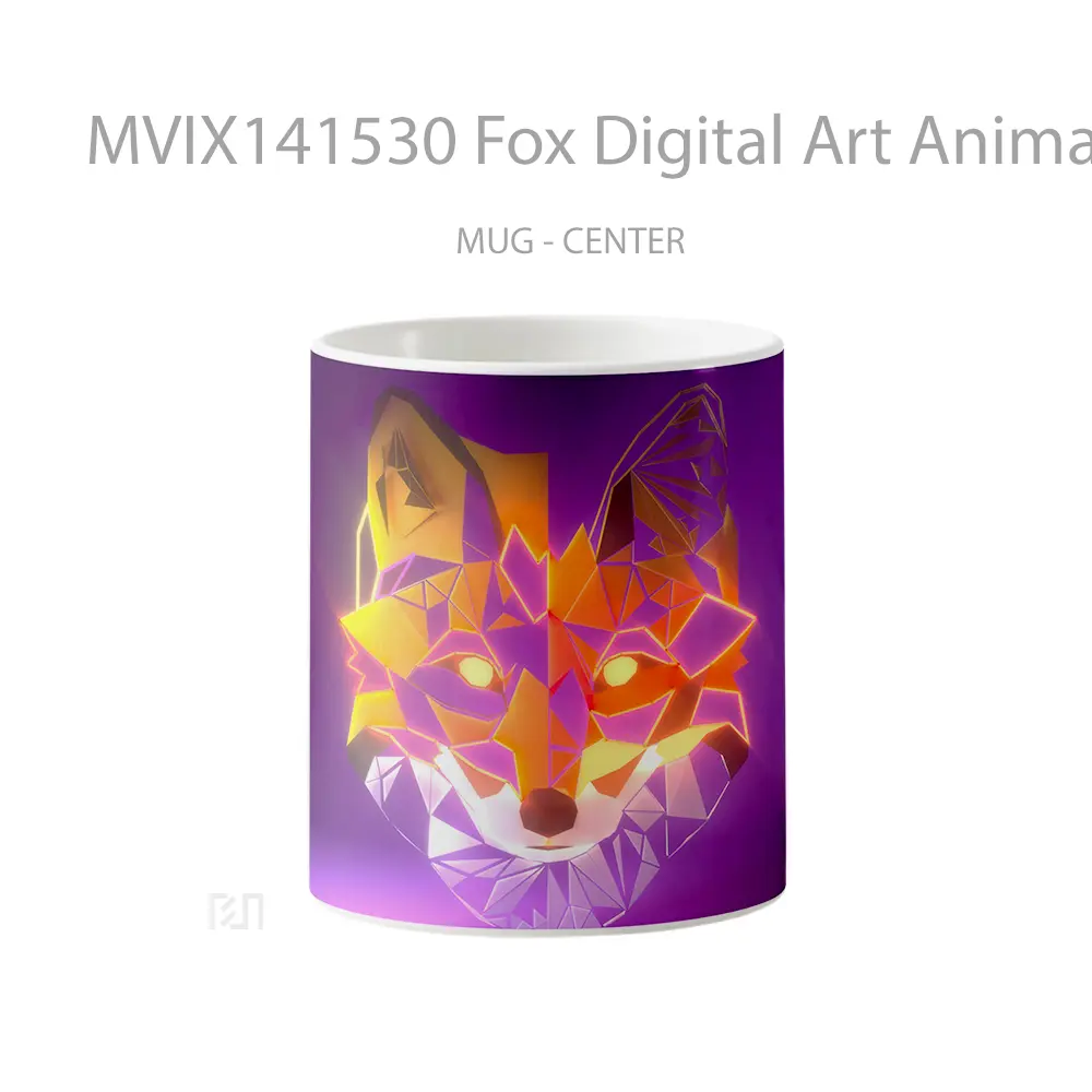 Mug Fox Digital Art Animal Gelas Hewan Lucu