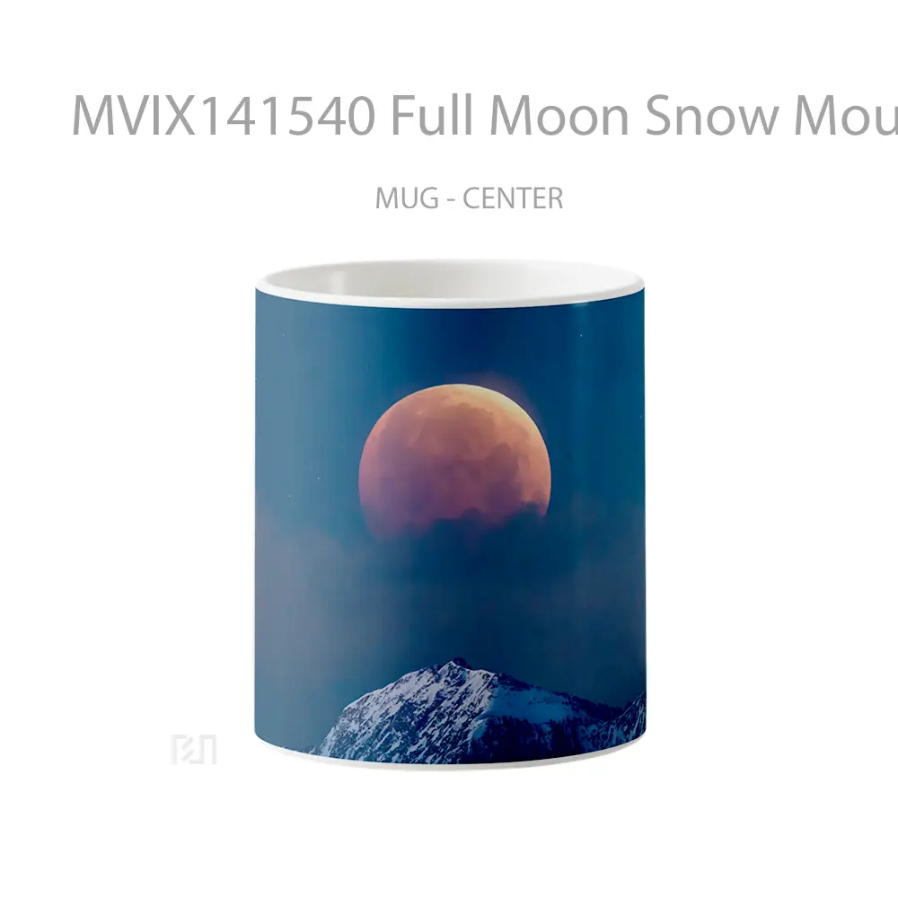 Mug Full Moon Snow Mountain Scenery Gelas Pemandangan Alam