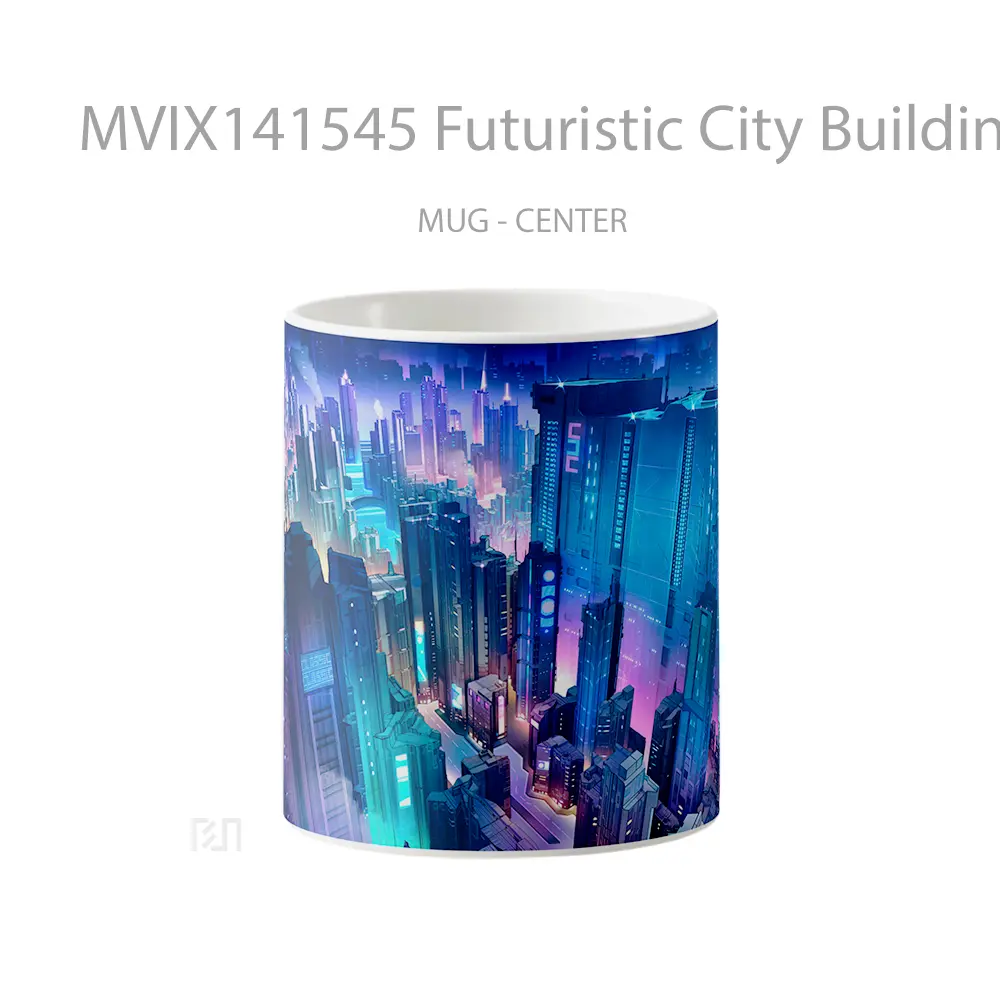 Mug Futuristic City Buildings Cyberpunk Sci Fi Gelas Keramik Unik