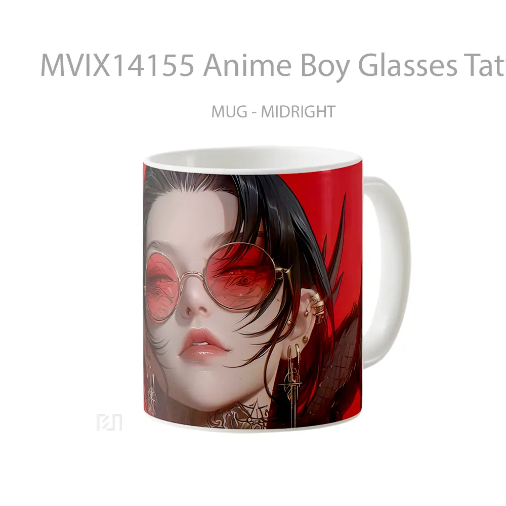 Mug Anime Boy Glasses Tattoo Cangkir Anime - All-side / Desain