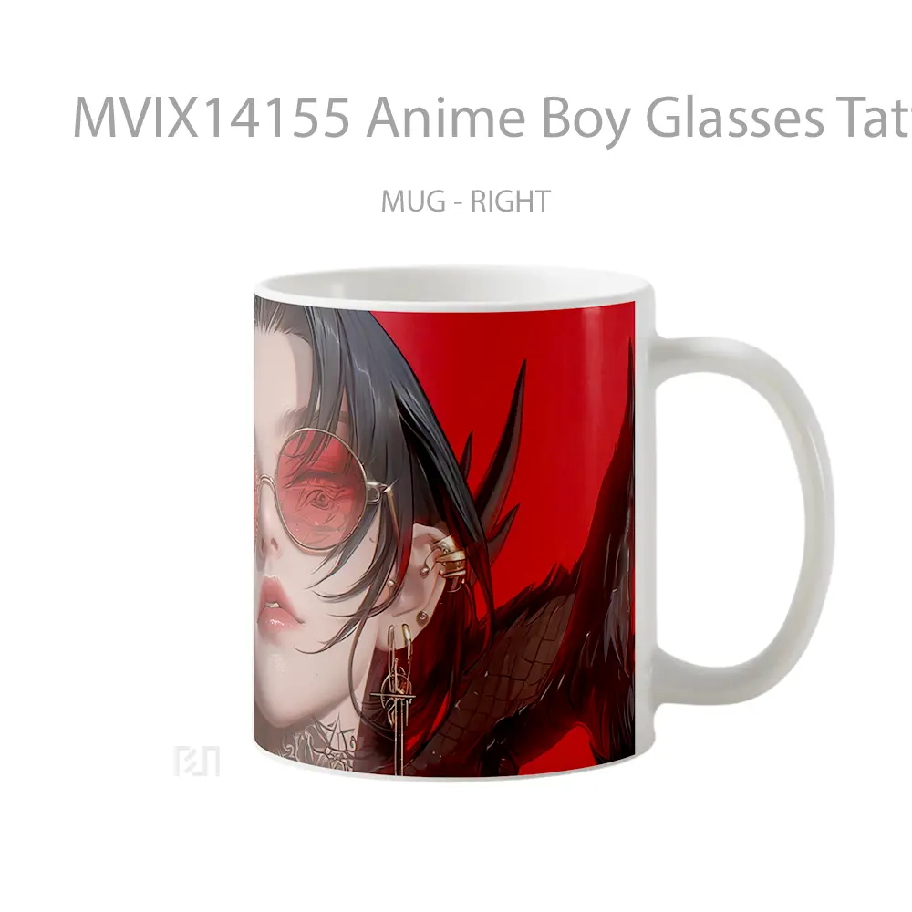 Mug Anime Boy Glasses Tattoo Cangkir Anime - All-side / Desain