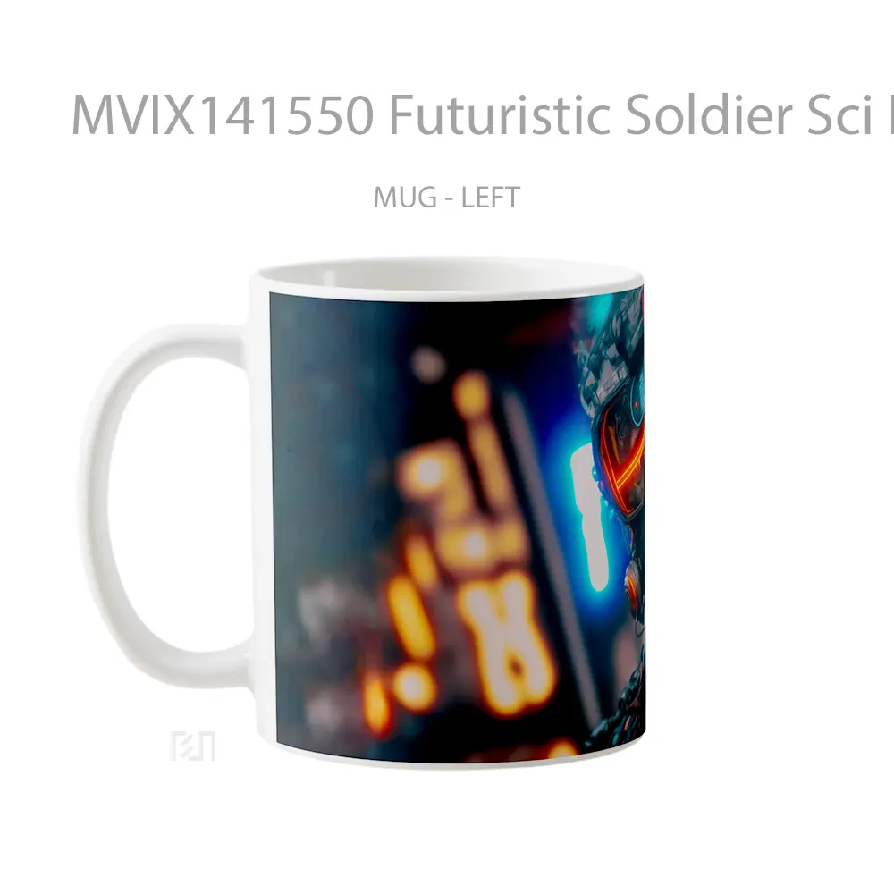 Mug Futuristic Soldier Sci Fi Digital Art Gelas Keramik Unik - All-side / Desain