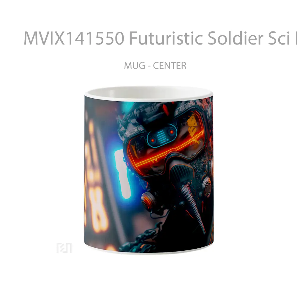 Mug Futuristic Soldier Sci Fi Digital Art Gelas Keramik Unik