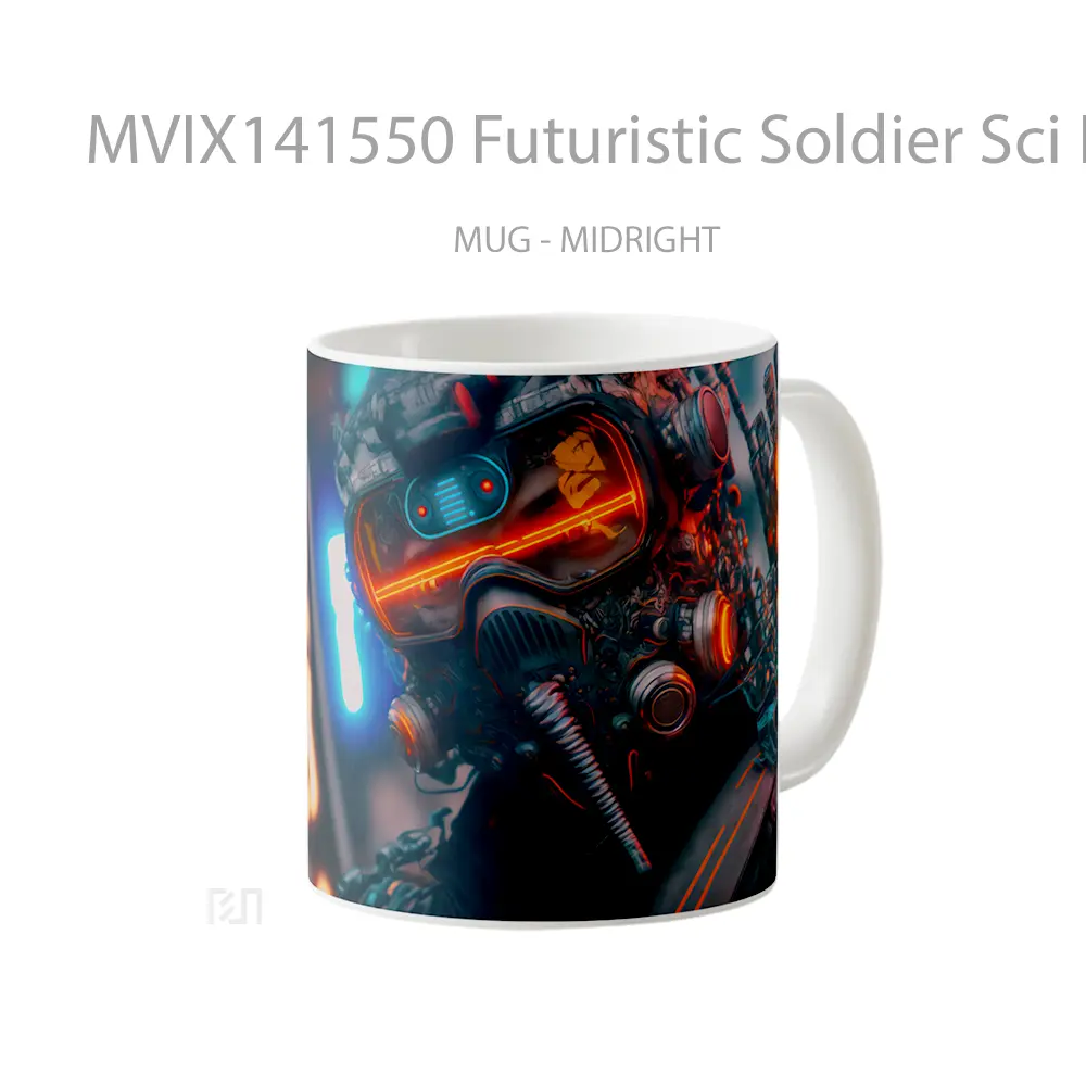 Mug Futuristic Soldier Sci Fi Digital Art Gelas Keramik Unik - All-side / Desain