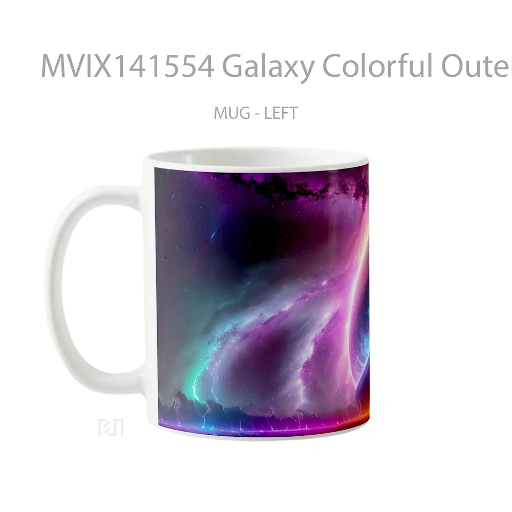 Mug Galaxy Colorful Outer Space Ai Gelas Keramik Unik - All-side / Desain