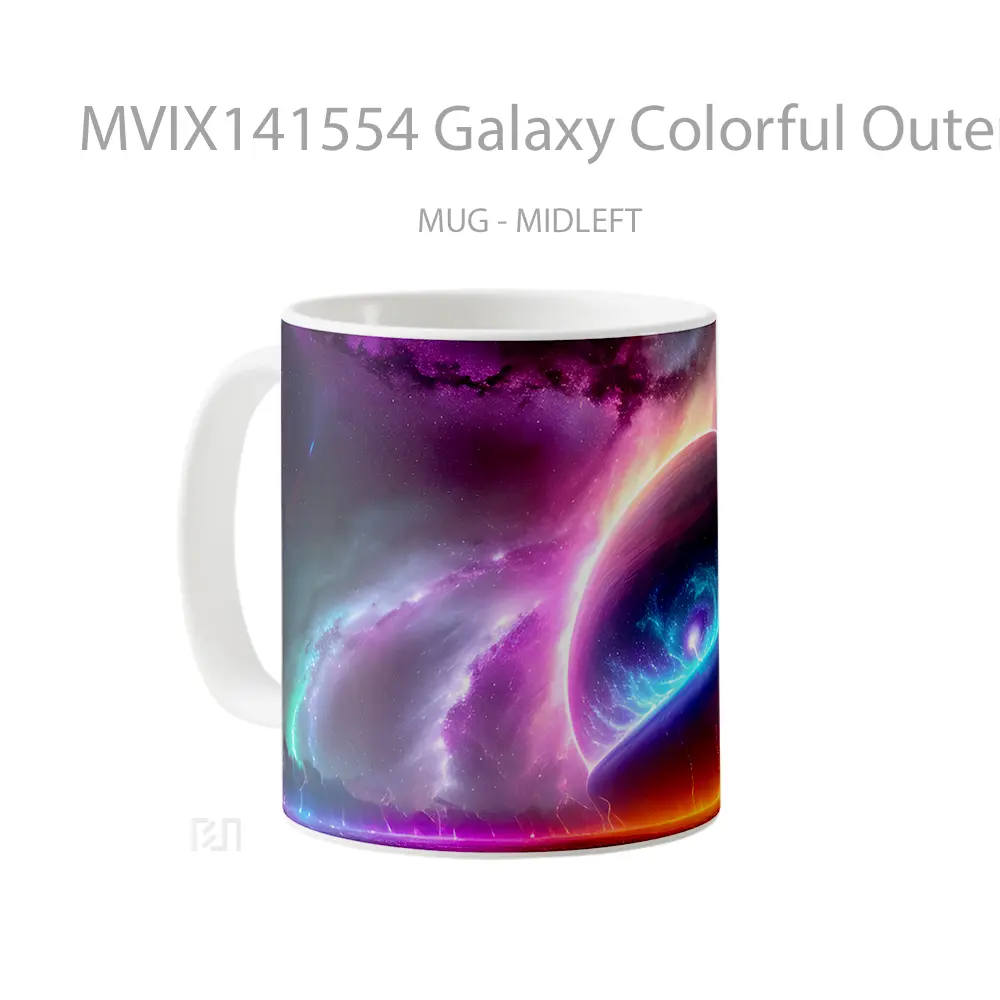 Mug Galaxy Colorful Outer Space Ai Gelas Keramik Unik - All-side / Desain
