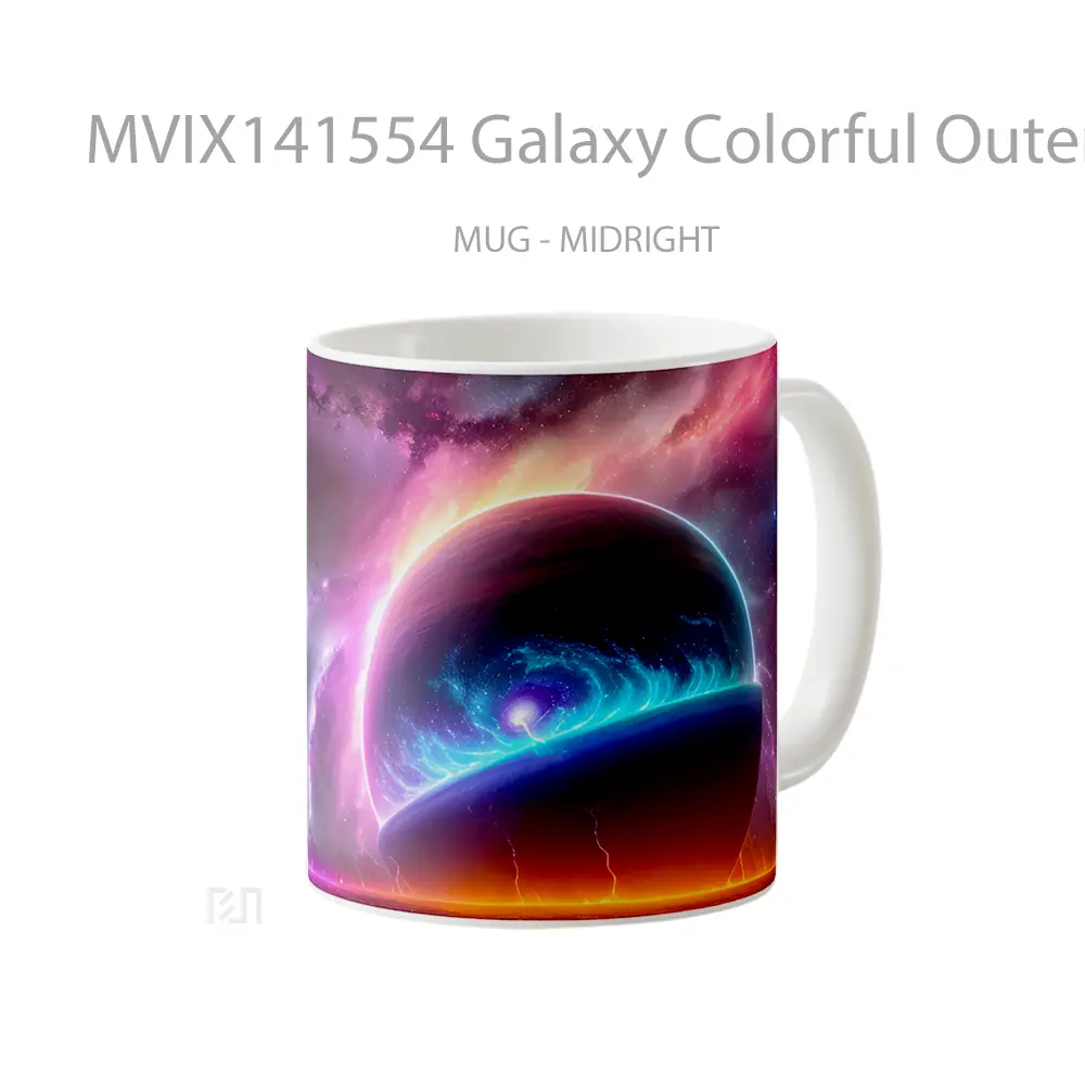 Mug Galaxy Colorful Outer Space Ai Gelas Keramik Unik - All-side / Desain