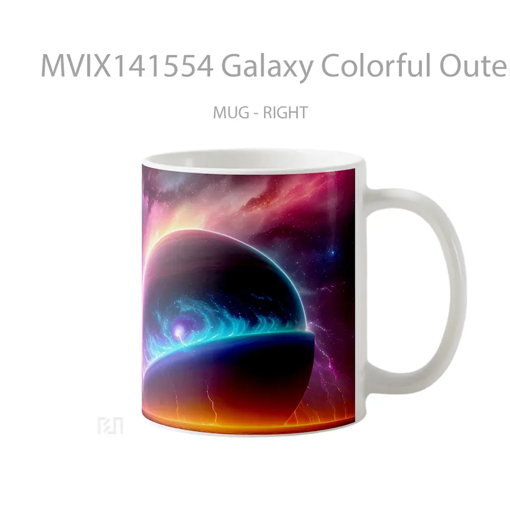 Mug Galaxy Colorful Outer Space Ai Gelas Keramik Unik - All-side / Desain