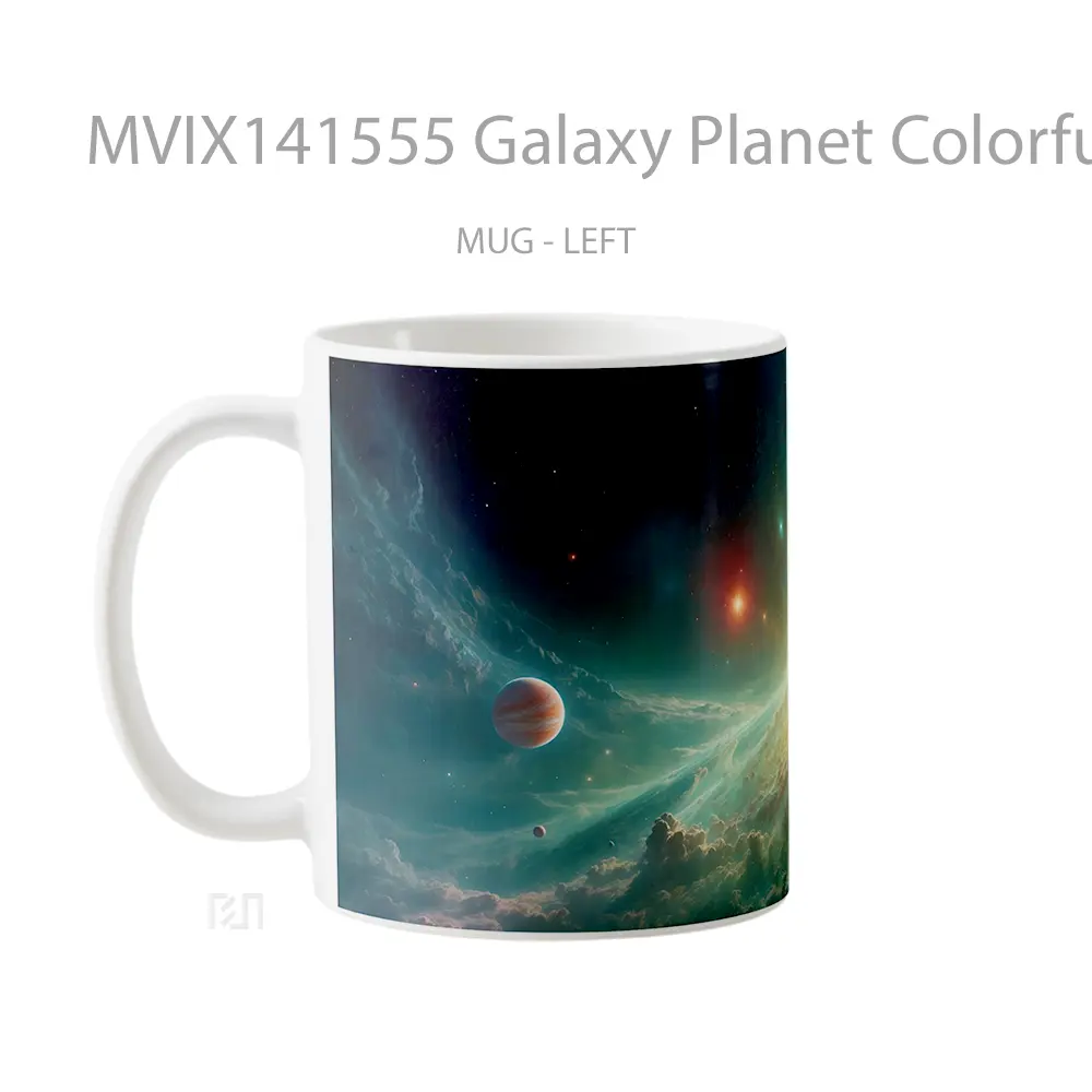 Mug Galaxy Planet Colorful Space Clouds Digital Art Gelas Pemandangan Alam - All-side / Desain