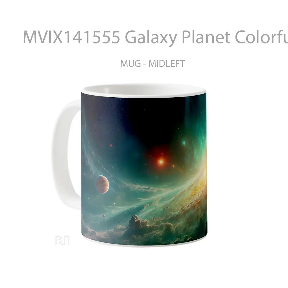 Mug Galaxy Planet Colorful Space Clouds Digital Art Gelas Pemandangan Alam - All-side / Desain