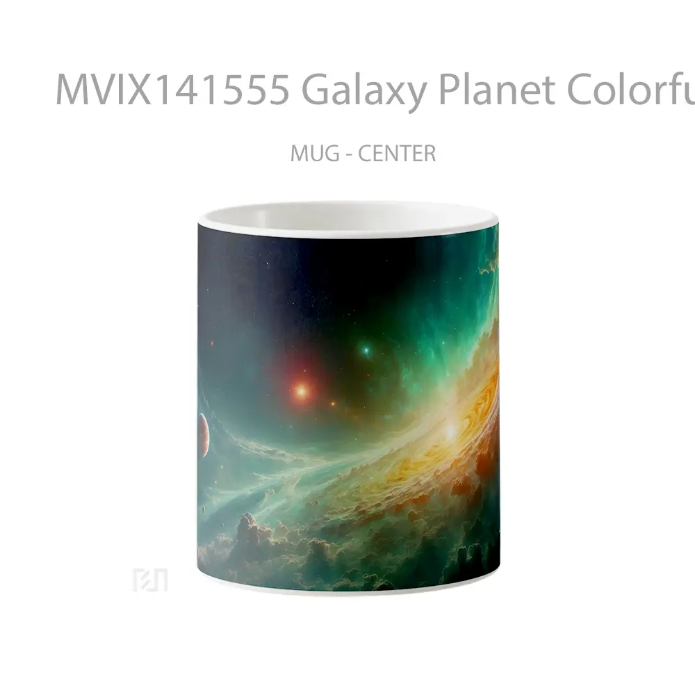Mug Galaxy Planet Colorful Space Clouds Digital Art Gelas Pemandangan Alam
