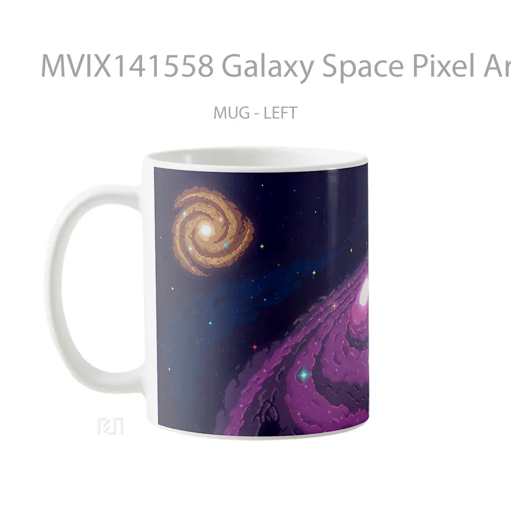 Mug Galaxy Space Pixel Art Digital Art Gelas Keramik Unik - All-side / Desain