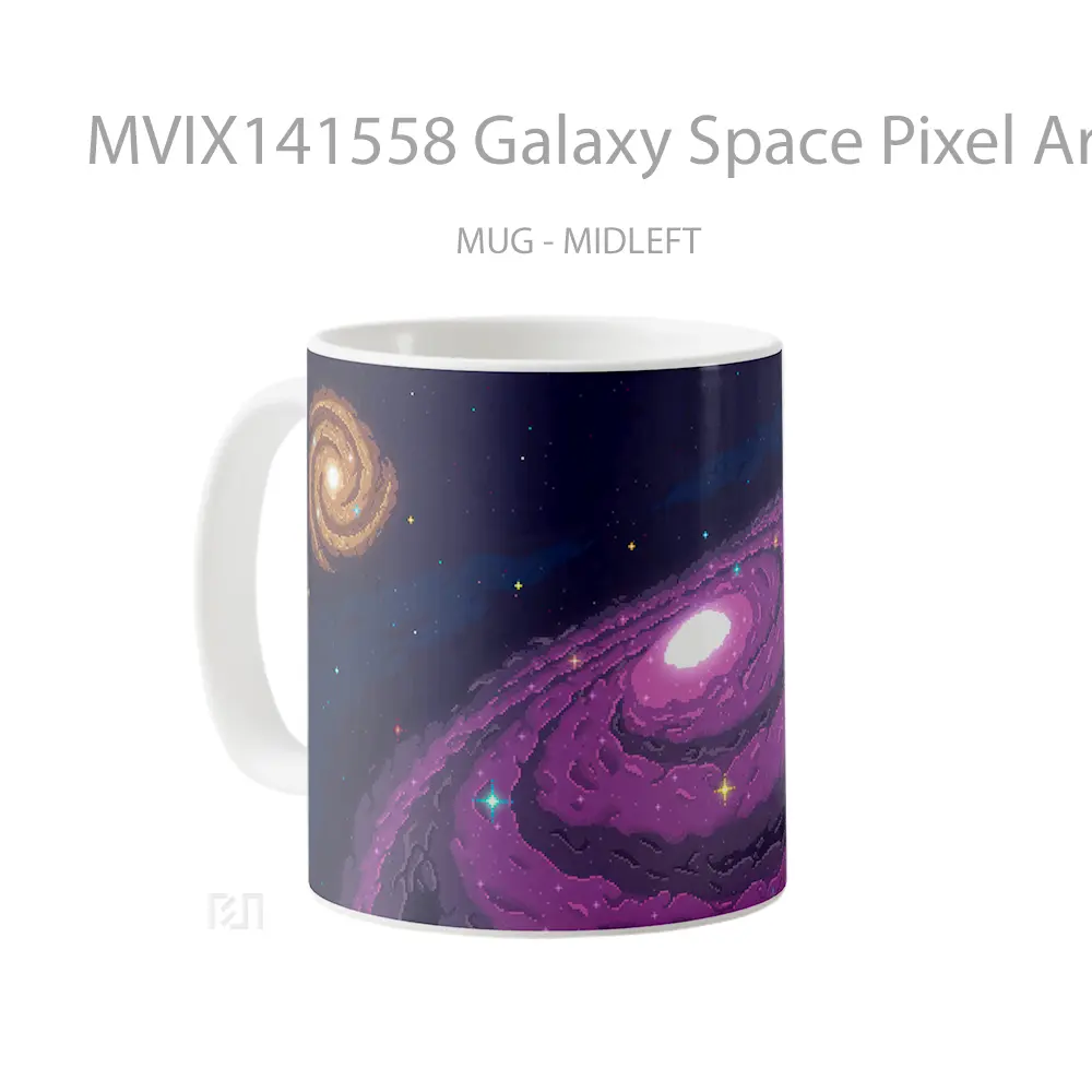 Mug Galaxy Space Pixel Art Digital Art Gelas Keramik Unik - All-side / Desain
