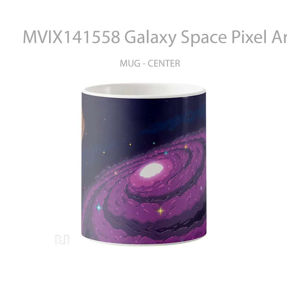 Mug Galaxy Space Pixel Art Digital Art Gelas Keramik Unik