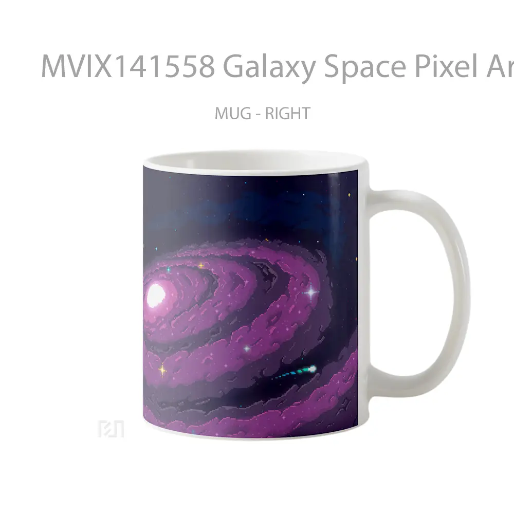 Mug Galaxy Space Pixel Art Digital Art Gelas Keramik Unik - All-side / Desain