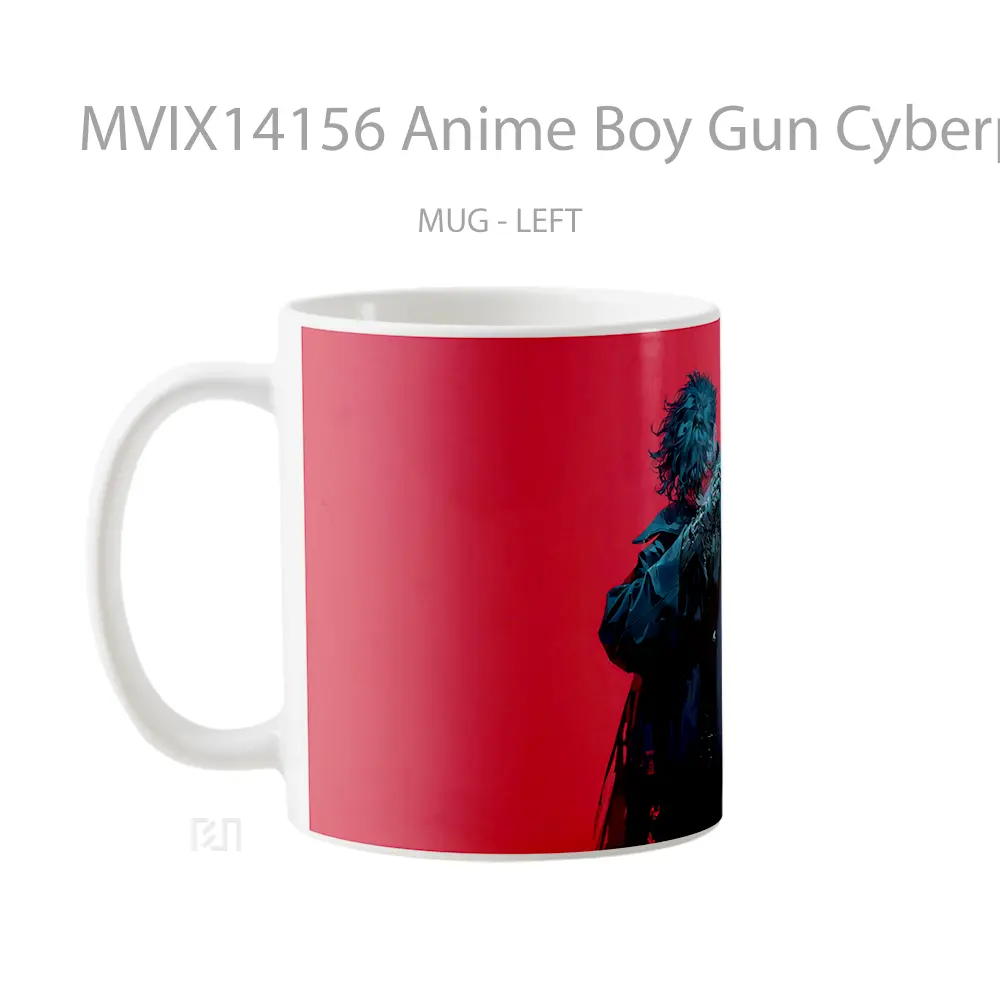 Mug Anime Boy Gun Cyberpunk Sci Fi Cangkir Anime - All-side / Desain