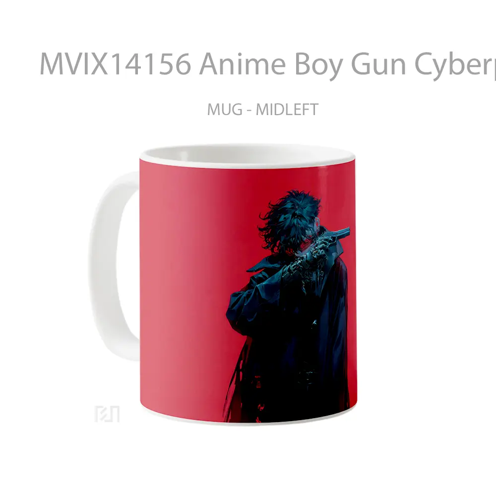 Mug Anime Boy Gun Cyberpunk Sci Fi Cangkir Anime - All-side / Desain