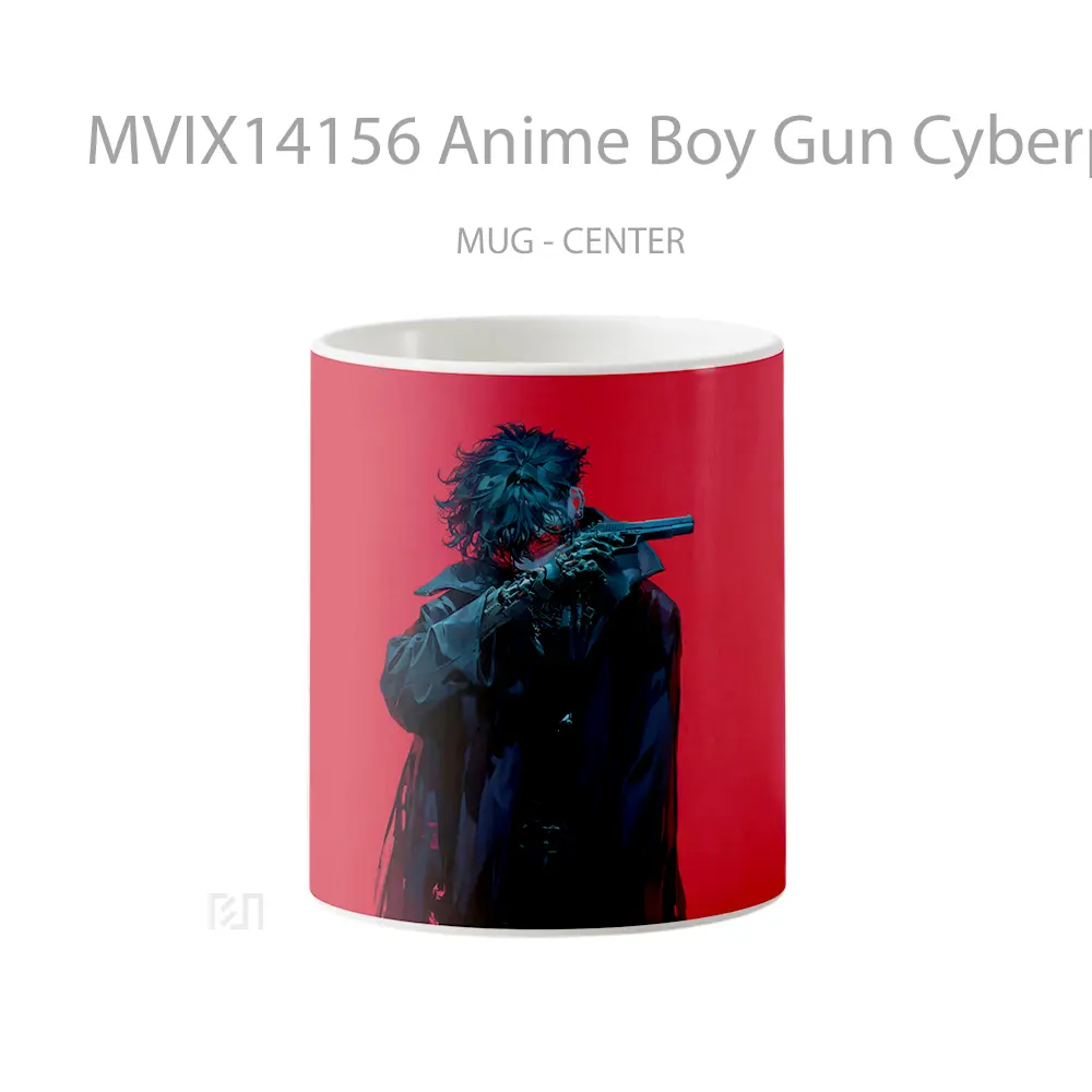 Mug Anime Boy Gun Cyberpunk Sci Fi Cangkir Anime