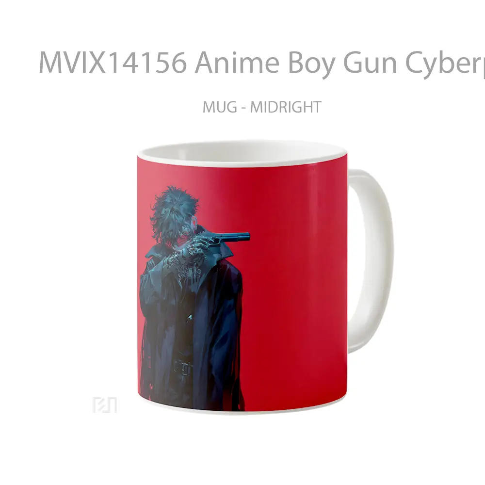 Mug Anime Boy Gun Cyberpunk Sci Fi Cangkir Anime - All-side / Desain