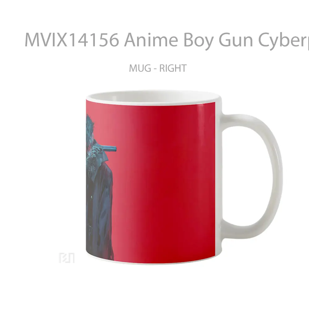 Mug Anime Boy Gun Cyberpunk Sci Fi Cangkir Anime - All-side / Desain