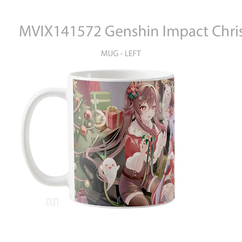 Mug Genshin Impact Christmas Girls Hu Tao Qiqi Gany Gelas Keramik Unik - All-side / Desain