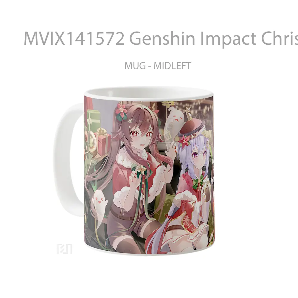 Mug Genshin Impact Christmas Girls Hu Tao Qiqi Gany Gelas Keramik Unik - All-side / Desain
