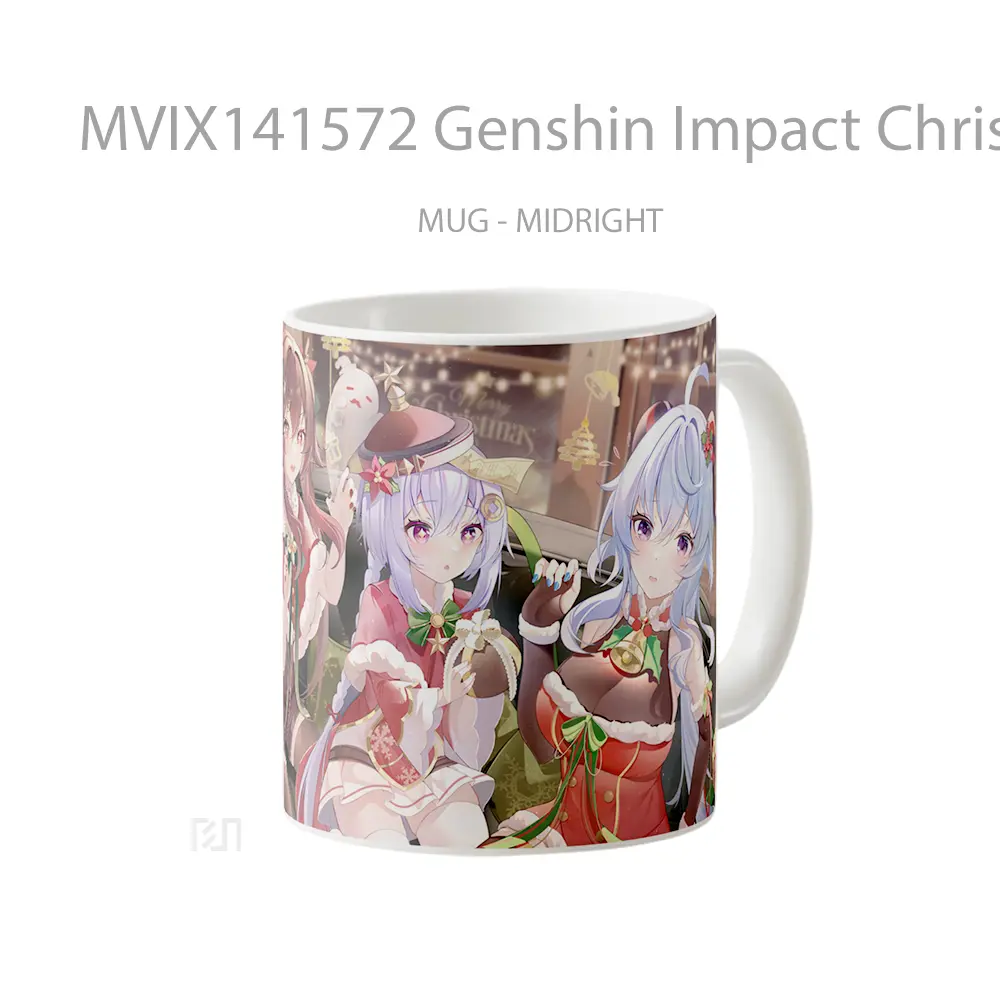 Mug Genshin Impact Christmas Girls Hu Tao Qiqi Gany Gelas Keramik Unik - All-side / Desain