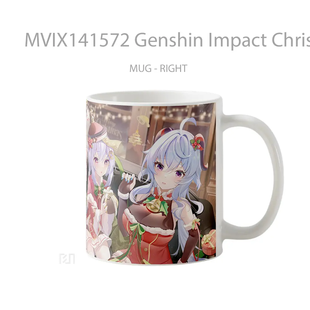 Mug Genshin Impact Christmas Girls Hu Tao Qiqi Gany Gelas Keramik Unik - All-side / Desain