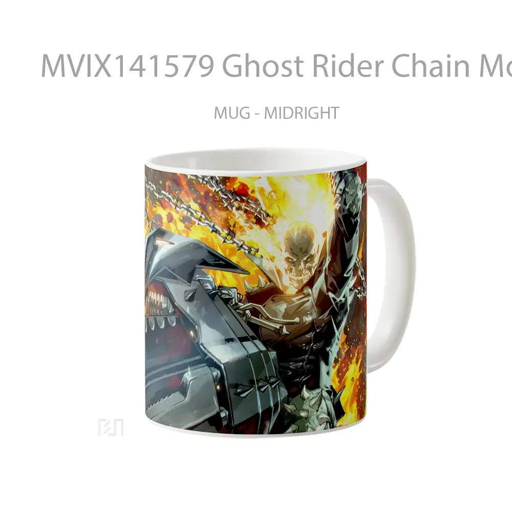 Mug Ghost Rider Chain Motorcycle Marve Gelas Keramik Unik - All-side / Desain