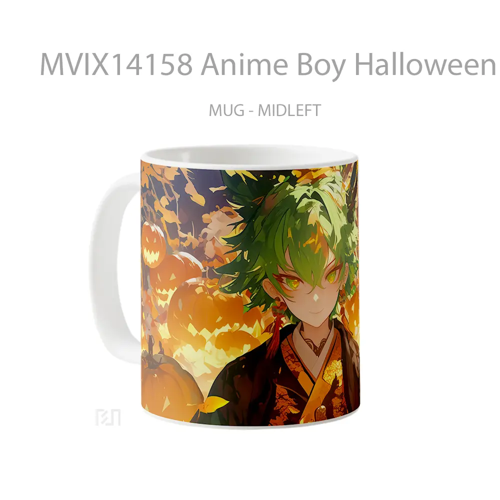 Mug Anime Boy Halloween Pumpkin Hea Cangkir Anime - All-side / Desain